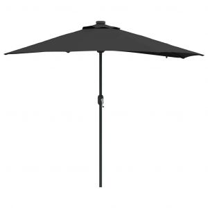 Parasol De Jardin Pliable Moderne Avec &Eacute;clairage Led 294 X 150 X 223 Cm En Polyester Noir Helloshop26 02_0058664 - Neuf