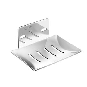 Porte-savon mural autocollant (argent) - Porte-savon de salle de bain en acier inoxydable - Porte-savon mural sans perçage - Porte-savon mural de salle de bain pour éponges, brosses à savon - Neuf