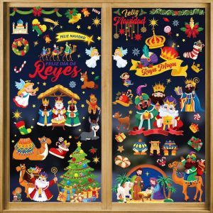 Reyes Magos Pegatinas De Ventana, Feliz Navidad Pegatinas De Ventana, Feliz D&iacute;a De Reyes Pegatinas De Ventana, Navidad Reyes Magos Decoraciones Para Ventana Puerta Pared Vidrio - Neuf
