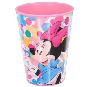 Gobelet 430ml R&eacute;utilisable En Plastique Sans Bpa Minnie Mouse Bleu / Rose - Neuf