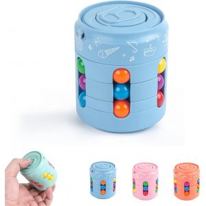 Jouets De Cube De Haricots Magiques Rotatifs, Jouets De D&eacute;compression De Cube Magique De Spinner De Fidget Cube Magique Du Bout Des Doigts Jouets De Puzzle De Haricots Magiques De Rotation &Agrave; Main Finge Bleu - Neuf