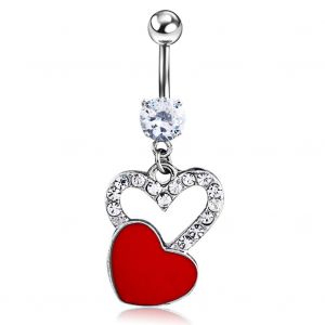 Piercing Pour Le Nombril Avec Pendentif En Strass Et Double Cour - Neuf