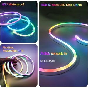 Rgb + Ic Neon Led Strip 3m Usb With App Control And Remote Control Music Sync Waterproof Flexible Neon Light For Bedroom Indoor Outdoor - Neuf