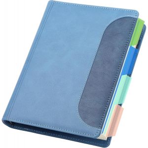 Yarotn Carnet De Notes A5 - Cahier Ligné 14x21cm - Carnet Cuir Pu - 240 Pages/120 Feuilles Bloc Note A5 - Bleu Lac Carnet À Anneaux A5-100g/M² Papier Carnet Ligné Notebook Mémo - Neuf