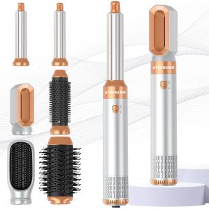 Seche Cheveux 5 En 1 Air Styler Avec Sèche-Cheveux De 110000 Tr/Min 20m/S Pour Un Séchage Rapide, Hair Styler De 320 Millions D'ions Avec Fer A Boucler, Brosse Lissante ¿ Brosse Volumisante - Neuf