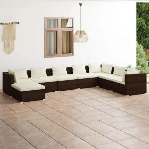 Prolenta Premium - Salon De Jardin 8 Pcs Avec Coussins R&eacute;sine Tress&eacute;e Marron - Neuf