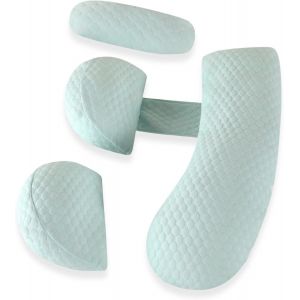 Coussin De Grossesse, Coton Coussin D'allaitement, Oreiller De Grossesse Pour Le Dos, Les Hanches, Les Jambes, Le Ventre Avec Housse En Coton Amovible Pour Femme De Maternit&eacute; (Haricots Froids-Bleu) - Neuf