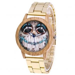 Zhoulianfa F-448-G Montre En Alliage De Texture De Bois &Agrave; La Mode Montre-Bracelet &Agrave; Quartz &Agrave; Cadran Rond - Neuf