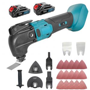 Multi-outil oscillant sans fil,Outil multi c&acirc;bl&eacute; &eacute;lectrique avec 2 batteries x 3.0AH,Conception de lame &agrave; ajustement rapide,Kit d'outils multi oscillants pour couper, poncer, gratter - Neuf
