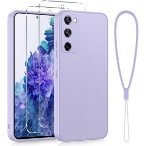 Protection Compl&egrave;te Silicone Coque Pour Samsung Galaxy S20 Fe(5G)/S20 Lite/S20 Fan Edition 6,5"" Avec 2 Pi&egrave;ces Verre Tremp&eacute;, Housse Fine Antirayures &Eacute;tui Pour Samsung S20 Fe Con Cordon, Violet - Neuf