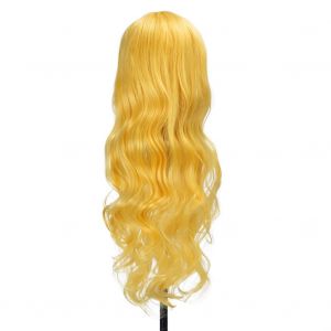 Perruque Longue Bouclee De 80 Cm Pour Femme, Accessoire De Deguisement, Style Cosplay (Jaune Clair) - Neuf