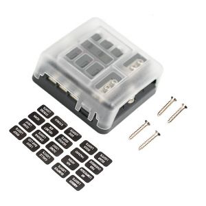 Boîte À Fusibles À Lame 6 Voies Dc 12 V-24 V, 1 Pièce, Bloc-Fusible Avec Indicateur Led, Couvercle De Protection Pour Automobile, Voiture, Bateau, Tricycle Marin - Neuf