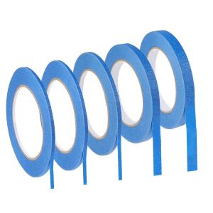 Lot De 5 Rouleaux De Ruban Adh&eacute;sif Bleu-3/5/10/12 Mm X 50 M-4 Largeurs-Avec Ligne Fine-Pour Voiture,&Eacute;cole,Bureau,Projets De Bricolage - Neuf