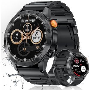 Montre Connect&eacute;e Homme Avec Appel Bluetooth, 1.43U2033 Amoled Display, 100+ Sports Fashion Watch, Ip68 Waterproof/Pedometer / Spo2 / Sleep Monitor/Fitness Watch For Ios Android (Acier Noir) - Neuf