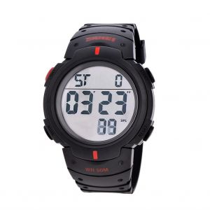 M&acirc;le Num&eacute;rique Led R&eacute;tro&eacute;clairage &Eacute;lectronique Montre-Bracelet Ronde Sport Montre-Bracelet (Bo&icirc;tier Noir Rouge) - Neuf