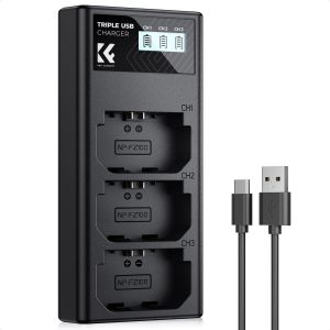 TLP-NP-FZ100 Chargeur, 3 Slot Batterie Chargeur avec &Eacute;cran LCD Compatibles avec Sony A7iii A7iv A7Rv A6700 A6600 A9 A1 FX3 FX30 ZV-E1 Cam&eacute;ras - Neuf