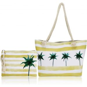 ERSHI-Sac fourre-tout de plage extra large, sacs à bandoulière en toile de voyage avec fermeture éclair sur le dessus[1468] - Neuf