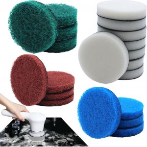 20 Pcs Tampon de Nettoyage Brosse de Nettoyage électrique Compatible Bosch Home/Garden 6033 Brosse Nettoyage Universelle (8×Pad Mousse 4×Pad Cuisine 4×Pad Abrasif 4×Pad Microfibre) - Neuf