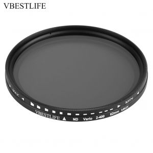 Filtre d'objectif ND reglable VBESTLIFE ND2-400 a densite neutre pour Canon, Nikon, Sony, 62 mm - Neuf