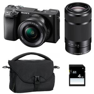 SONY ALPHA 6400 NOIR + 16-50 + 55-210 Garanti 3 ans + Sac + SD 8 Go - Neuf