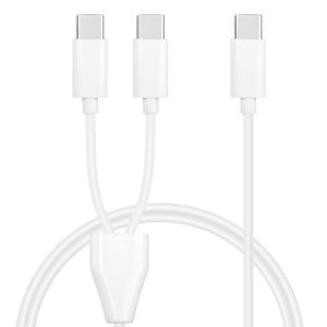 C&acirc;ble de charge USB C, c&acirc;ble de charge USB C m&acirc;le vers 2 Type-C m&acirc;les, cordon de charge 2 en 1 compatible avec mobile/Android et plus (blanc-1 m-2 USB C) - Neuf