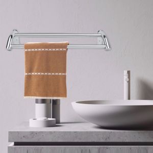 HJLIAN Porte-serviettes mural double en acier inoxydable pour salle de bain (60 cm) - Neuf