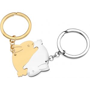 KAL-Porte-Clés Lapin De Saint-Valentin Pour Couple Porte-Clés Lapin En Acier Inoxydable Cadeaux Pour Femme Fille Clé De Voiture Sac À Main - Neuf