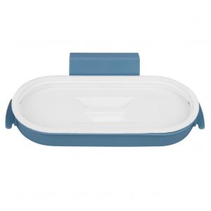 HJLIAN Support mural pour sacs poubelles, ecologique, sans perforation, avec couvercle (bleu fonce et blanc) - Neuf