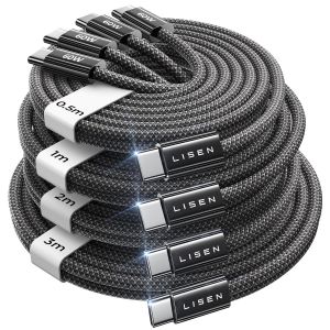KALANKA-Lot de 4 câbles de charge rapide, 60 W, USB C vers USB C, 0,5/1/2/3 m, pour iPhone 15 Pro Max Plus, Samsung Galaxy S24, iPad, Tab, Mi, Xiaomi, Huawei, OnePlus - Neuf