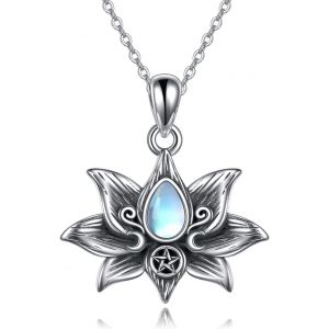 Collier Lotus En Argent Sterling Avec Pendentif Lotus - Cadeau Pour Femme Et Homme - Cadeau De Noël Ou D'anniversaire - Neuf