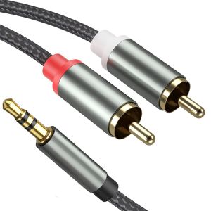 Câble RCA Jack Audio Stéréo 3.5mm, 3.5mm à 2 RCA Mâle Nylon Tressé Cordon Compatible avec TV PC Smartphone Ampli Chaîne HiFi Barre de Son Home Cinéma Autoradio Enceinte - Neuf