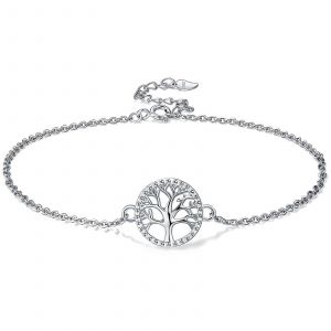 Arbre De Vie Femme Bracelet De Cheville En Argent Sterling 925 Pour L'&eacute;t&eacute; Plage Pieds Nus,R&eacute;glable 22+4cm - Neuf