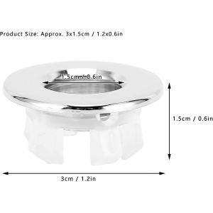 2 pi&egrave;ces anneau de garniture de trop-plein d'&eacute;vier de salle de bain,couvercle d'anneau de trop-plein d'&eacute;vier,garniture de trou d'&eacute;vier de salle de bains,couvercle de (Argent) - Neuf