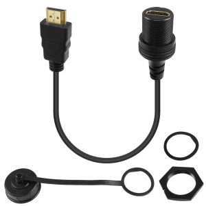 4K HDMI Fixation Filet&eacute;e Affichage HD C&acirc;ble &eacute;tanche HDMI 2.0 Male &agrave; Femelle Voiture Tableau Bord Extension Cable HDMI Panneau Montage Prise 4K@60Hz, pour Voiture Camion Bateau, 30cm/11.8in - Neuf