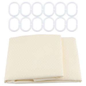HJLIAN Rideau de douche epais et impermeable avec crochets de suspension (beige 150 x 180 cm) - Neuf