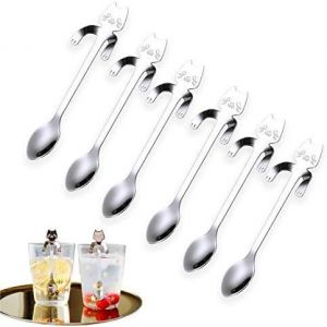 304 Acier Inoxydable De Forme De Chat Cuillère À Moka Cuillère À Dessert Boisson Au Lait Dessert Sucré Assaisonnement Taverne Cuillère (6 Pcs) - Neuf