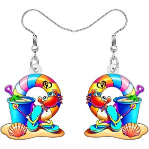Kal-Boucles D'oreilles De Plage En Acrylique -Pour L'&eacute;t&eacute; -Hawa&iuml;en -Pour Femme Et Fille -Cadeau D'&eacute;t&eacute; Pour Les Amateurs De Plage -Palmier Tropical -Noix De Coco -Oc&eacute;an - Neuf