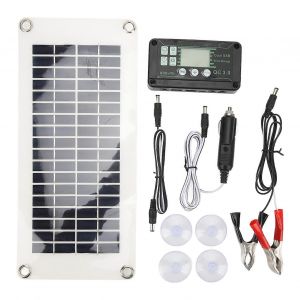Kit de panneau solaire RV 30W Polysilicon PET Chargeur Panneau avec contrôleur de tension de charge 50A pour cabines Bateaux Marines - Neuf