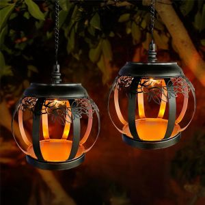 Lampe Solaire Exterieur, 2 Pi&egrave;ces Lanterne Solaire Exterieur &Agrave; Suspendre, Eclairage Exterieur Solaire Metal, Ecorative Pour Balcon, Arbre, Terrasse, Jardin, Lampion Solaire Camping - Neuf