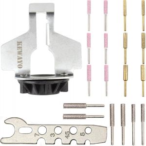 MEVRONISSHOP-Kit d'aff&ucirc;tage de tron&ccedil;onneuse 20 pi&egrave;ces - Limes diamant&eacute;es - Guide d'angle pour perceuse, tron&ccedil;onneuse, Lame et Tondeuse &agrave; Gazon - Neuf