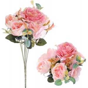 Bouquets de fleurs artificielles, pivoines, fausses fleurs pour mariage, fête de mariage, décoration de la maison, compositions florales, décoration de jardin (Dream Blush Pink - 2 pièces) - Neuf