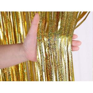 Lot De 2 Rideaux &Agrave; Franges Dor&eacute;s Pour D&eacute;coration De F&ecirc;te - Neuf