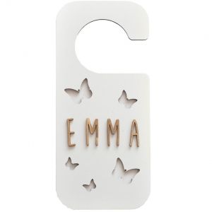 Accroche-Porte Personnalisable - Papillons Blanc - Neuf