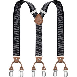 Cauc-Bretelles Pour Hommes Avec 6 Pinces M&eacute;talliques En Y Ajustables Bretelles Pour Pantalons Bretelles &Eacute;lastiques Robustes Pour Hommes - Neuf