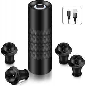 Tianyi-Wiwoney Kit De Pompe À Vin Automatique Avec 1 Pompe À Vide Rechargeable, 4 Bouchons De Vin Sous Vide Et 1 Câble De Charge Type C - Neuf