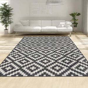 Sjzg-Tapis De Sol Durable, R&eacute;sistant Aux Taches, &Agrave; Motif G&eacute;om&eacute;trique Vif, Facile &Agrave; Nettoyer, Pour Salon, Cuisine, Entr&eacute;e Ou Chambre &Agrave; Coucher, Carr&eacute;, D.Anthracite Cr&egrave;me, 80 X 150 Cm - Neuf