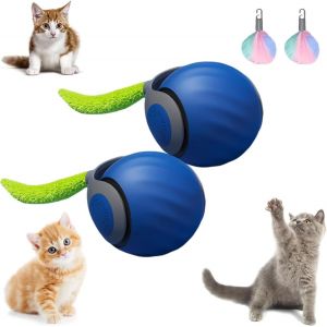 KAL-Jouet Interactif Pour Chat, Jouet À Queue Rapide, Balle Mobile À Roulement Automatique Avec Queue Moelleuse, Balle Interactive Intelligente Rechargeable Pour Chien Et Chat D'Intérieur - Neuf