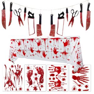 Toutes les Décorations d'Halloween Bloody toile de Fond, Guirlande, des Bannières et des Empreintes de pas, Empreintes Étage Autocollants - Zombie articles de Fête, Vampire, Garage, Jardin, - Neuf