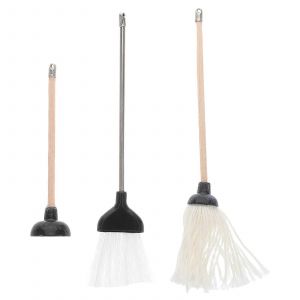 Ensemble de nettoyage miniature pour maison de poupee, mini balai et ventouse, design compact pour la creation de scenes de salle de bain, 1 ensemble - Neuf