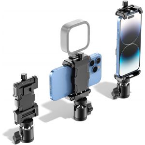 KAL-Adaptateur Pour Trépied De Téléphone Portable Avec Rotule, Support De Téléphone Rotatif À 360° Pour Trépied Avec Griffe Froide, Support De Téléphone Portable Pour Iphone 15 14 13 12 Pro Max Mini - Neuf